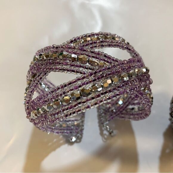 Vintage Seed Bead Cuff Bracelets Both Included - Picture 3 of 6